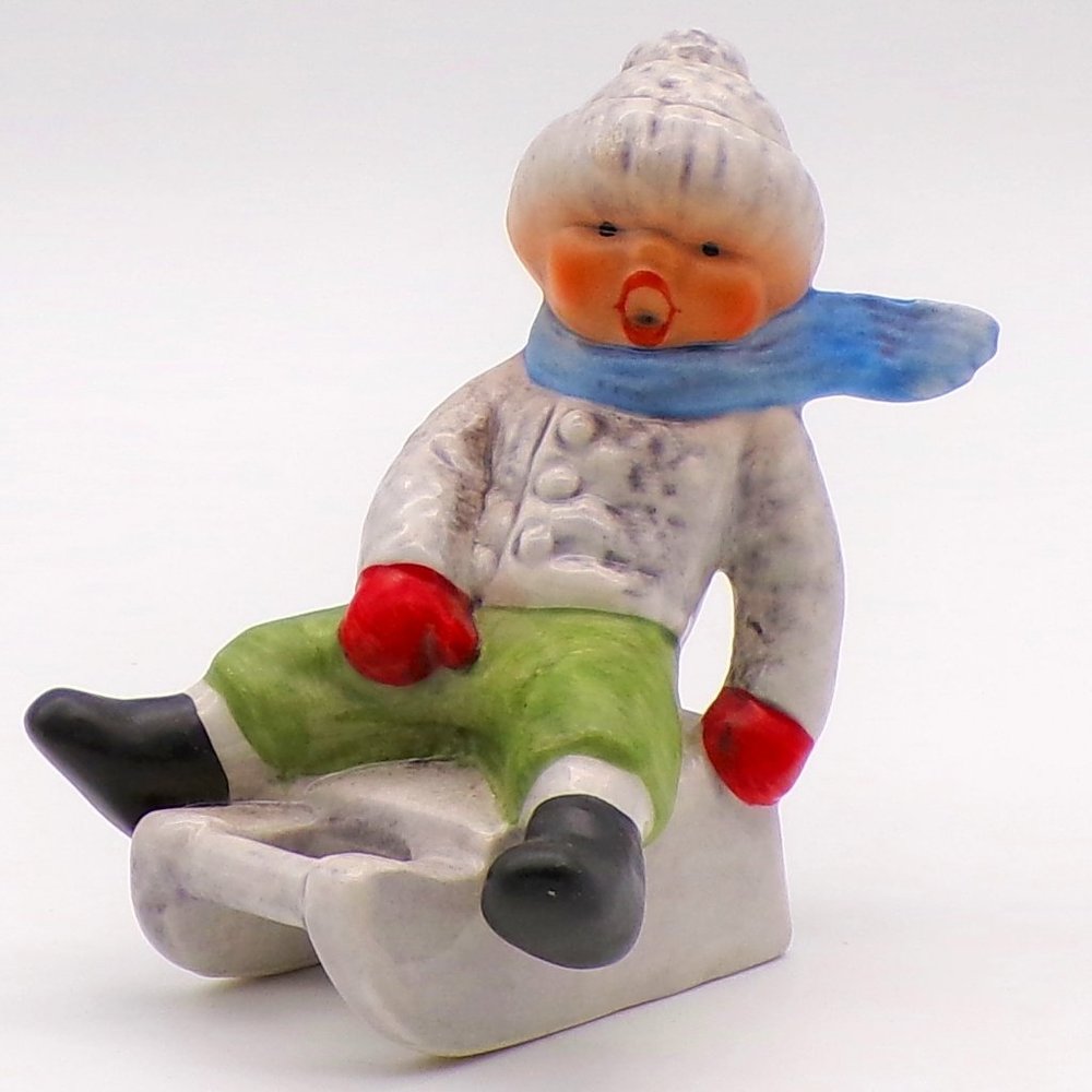 Boy on Sled Ceramic Figurine by Goebel - Picture 2 of 15